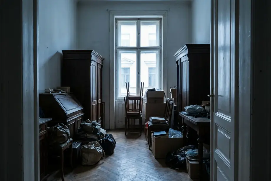 Möbliertes Altbauzimmer vor der Wohnungsentrümpelung